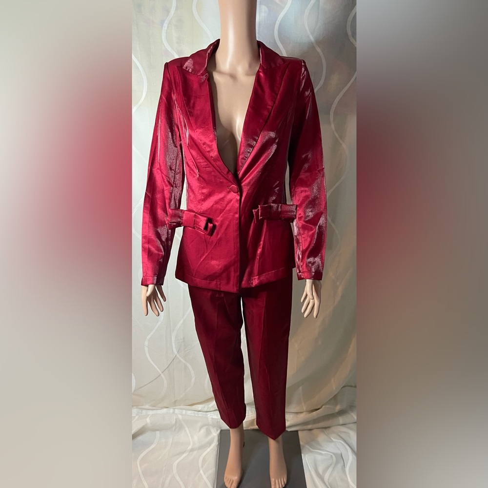 Red rayon suit set